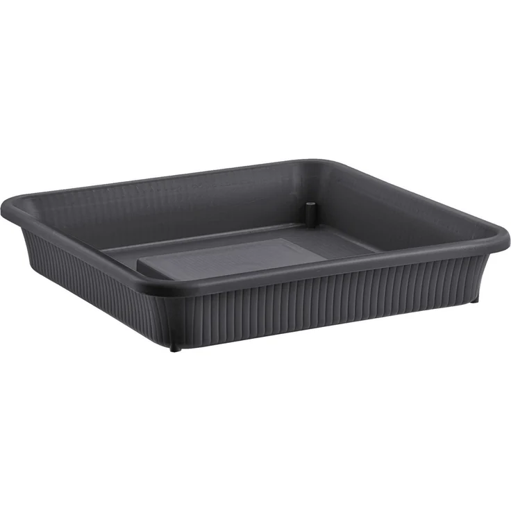 XL Pflanzkübel Blumentopf 48x48x35cm mit Wasserspeicher und Untersetzer - 33 Liter Pflanztopf gegen Staunässe Anthrazit UV-stabil, frostsicher, robust – Bild 3