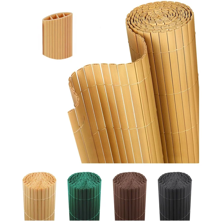 paramondo PVC Sichtschutzmatte Sichtschutzzaun 100 x 500 cm, Dreifache Verstärkung für Garten Terrasse, Privatsphäre Balkon Sichtschutz Zaun Windschutz Wetterfest mit Strukturierter Oberfläche, Bambus