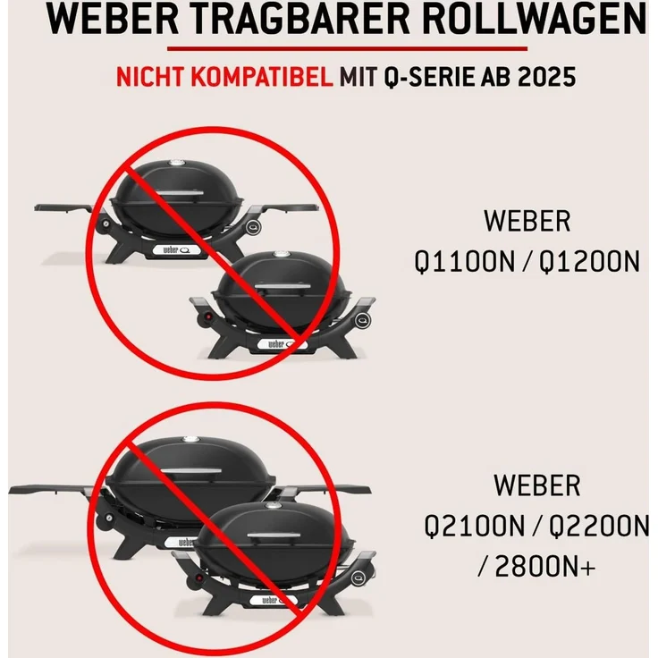 Weber Rollwagen/Für Gasgrills der Q-Serie, Klappbares Design mit Rädern, Integrierter Tragegriff, 16,5 x 75,5 x 71,5 cm (eingeklappt), 63,5 x 53,5 x 71,5 cm (ausgeklappt) – Bild 5