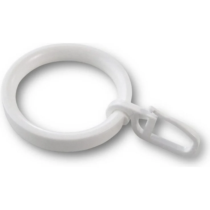 nodeko Gardinenring Vorhangringe Ø 32x43 mm, Kunststoff, für Gardinenstangen Ø 16 mm bis 20 mm, (Packung, mit Faltenlegehaken), mit Kerbe zum Einklipsen des Faltenhakens – Bild 1