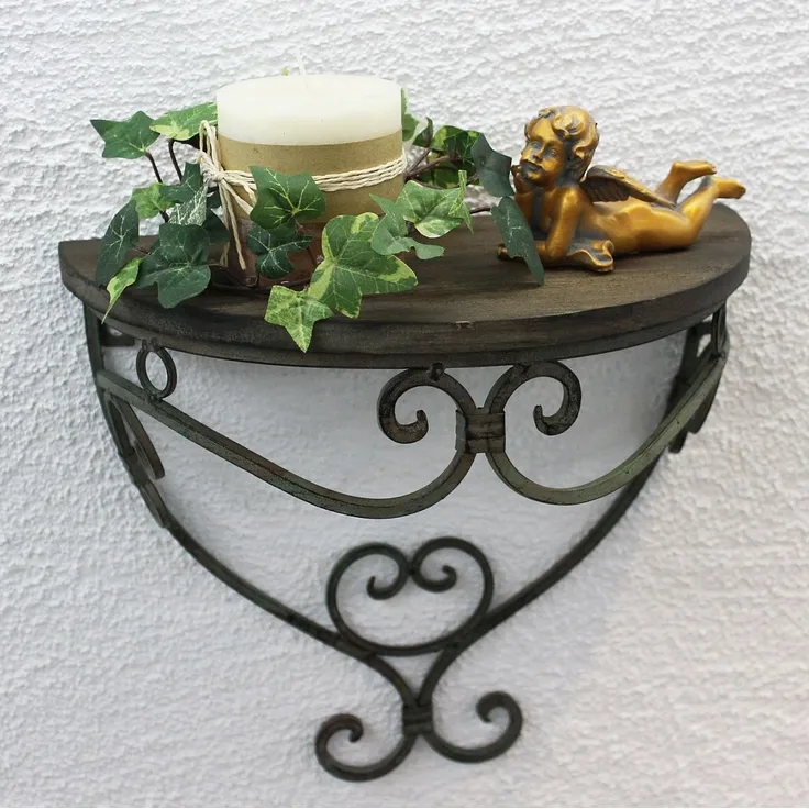 Wandregal 12095 Wandkonsole 31cm "Malega" S aus Metall mit Holzablage Badregal