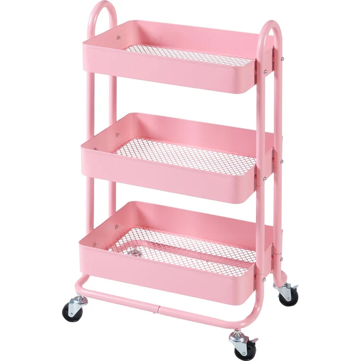 en.casa Küchenrollwagen Pyhäntä mit 3 Ebenen Rosa, 78,5 x 46 x 35 cm – Bild 2