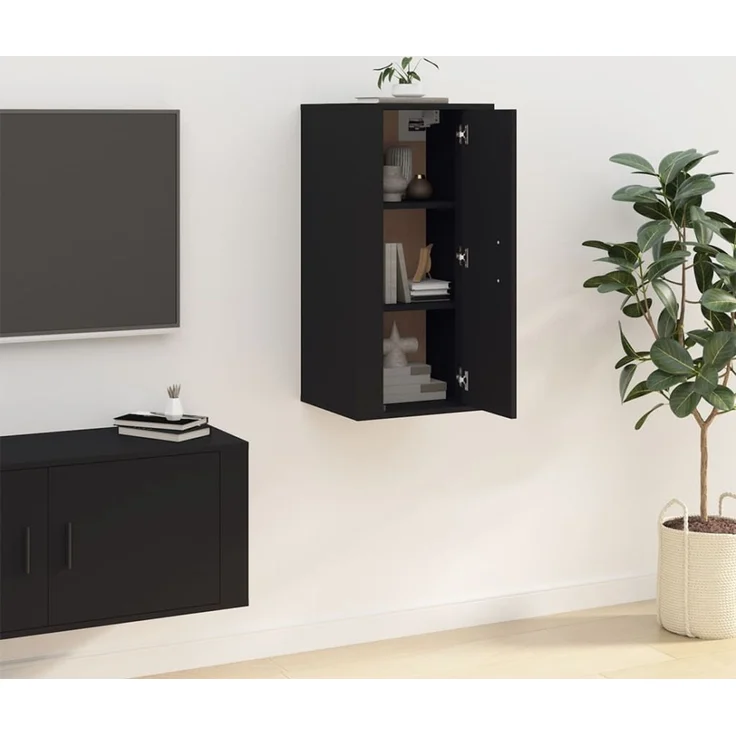 TV-Wandschrank, Fernsehschrank Schwarz 40 x 34,5 x 80 cm – Bild 3