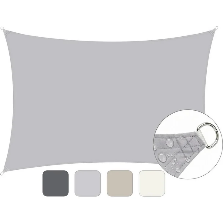 SUNULA Sonnensegel Balkon 160g/m² Polyester UV Schutz Sonnenschutz Terrasse Garten, Rechteckig, Hellgrau 2 x 3 m – Bild 3