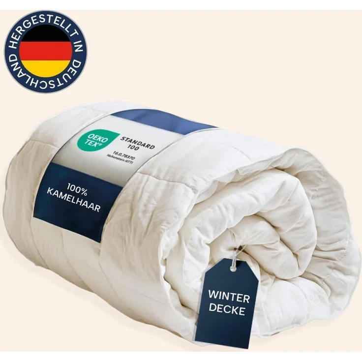casimum Naturhaarbettdecke LUXUS Kamelhaardecke für Sommer, Winter, 4 Jahreszeiten, Füllung: 100% Kamelhaar, Bezug: 100% Baumwolle, Bettdecke 135x200, 155x220 cm & weitere Größen, temperaturausgleichend – Bild 2