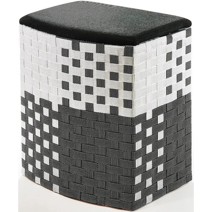 Kobolo Wäschekorb Wäschebehälter - Nylon - schwarz-weiß - 44x32x52cm (mit Deckel)