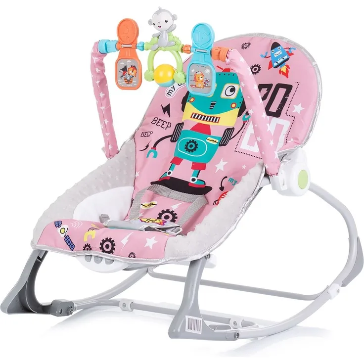 Chipolino Babywippe Baby Spa 2 in 1 elektrisch Stuhl Schaukelfunktion Spielbogen rosa