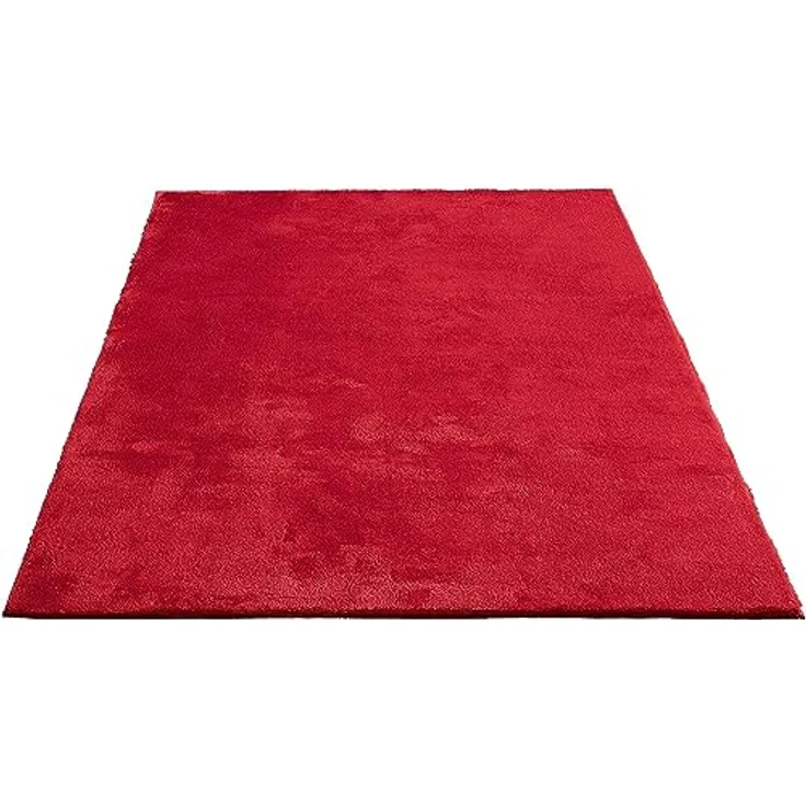 the carpet Relax Moderner Flauschiger Kurzflor Teppich, Anti-Rutsch Unterseite, Waschbar bis 30 Grad, Super Soft, Felloptik, Rot, 140x200 cm – Bild 2