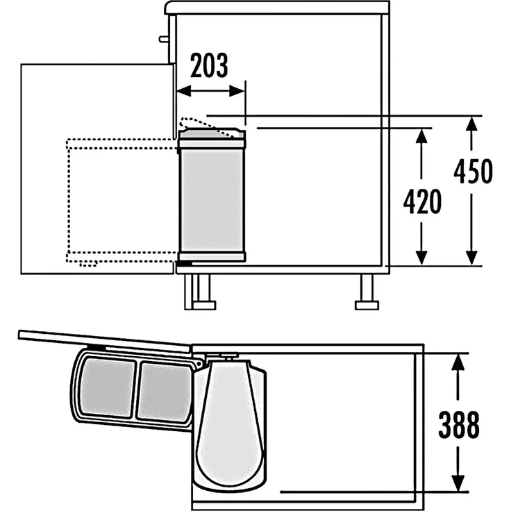 HAILO Abfallsorter 16 (2x8) Liter DUO-3416 ab 45 cm Schrankbreite, weiß – Bild 3