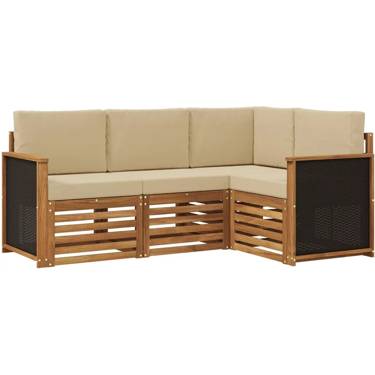 vidaXL Outdoor-Sofagarnitur 4 stk. 4-Sitzer Natur und Beige 3384284 – Bild 2