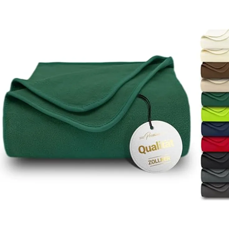 Zollner Kuscheldecke Dunkelgrün, 130x170 cm, 100% Polyester, waschbar bis 95 °C