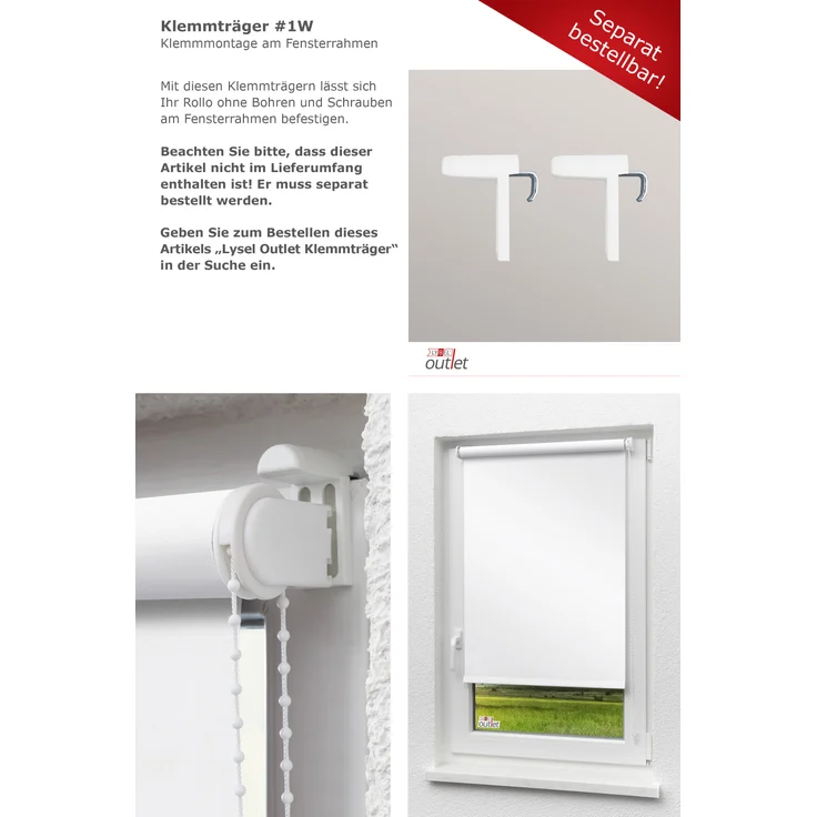 Lysel Outlet - Verdunkelungsrollo Shiny Reinweiß, (B x H) 102.50cm x 175cm in weiß/reinweiß – Bild 9