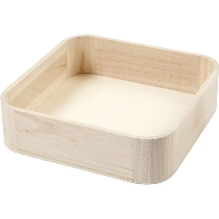 Tablett Größe 25x25 cm H 7cm Kiefer Impress Wood 1pc