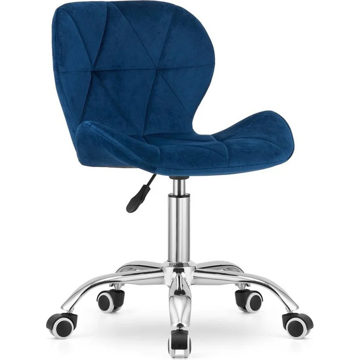 Home Collective Drehstuhl Schreibtischstuhl mit pneumatischer Verstellung (Perfekt für Kinderzimmer, Home Office und Studio), Samt mit Chromfuß und Gummirädern - blauer Samt – Bild 2