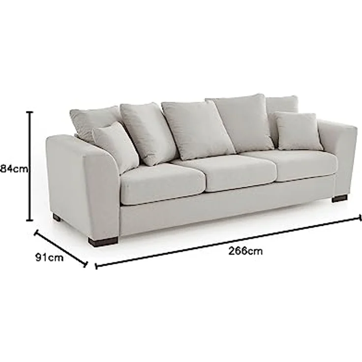 ATLANTIC home collection 3-Sitzer Sofa Mississippi, 266/91/84 cm, Beige – Bild 2