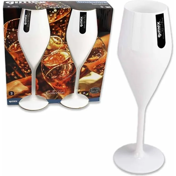 Gimex Champagner Glas Eleganza 2er-Set, Weiß 230 Ml