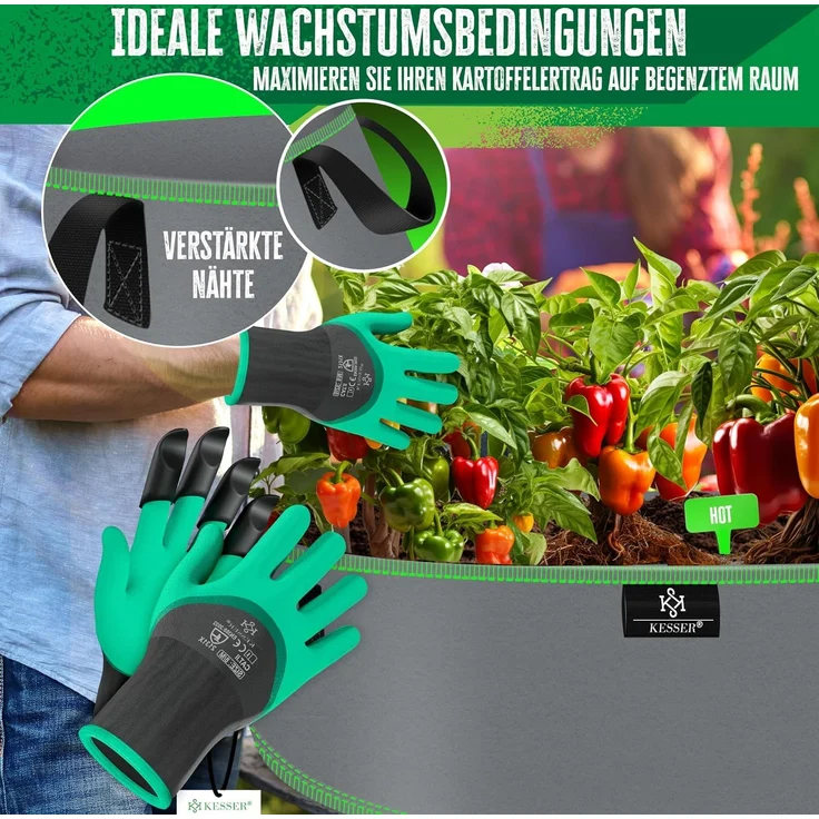KESSER Pflanzkübel, Pflanzsäcke aus Vlies Kartoffel Pflanzsack Pflanztasche, 60L, 60x25 cm – Bild 5