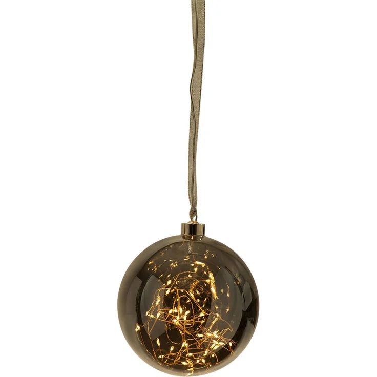 LED Weihnachtskugel GLOW, Glas, Stahl, Silber, Pendelleuchte, H 16 cm – Bild 1