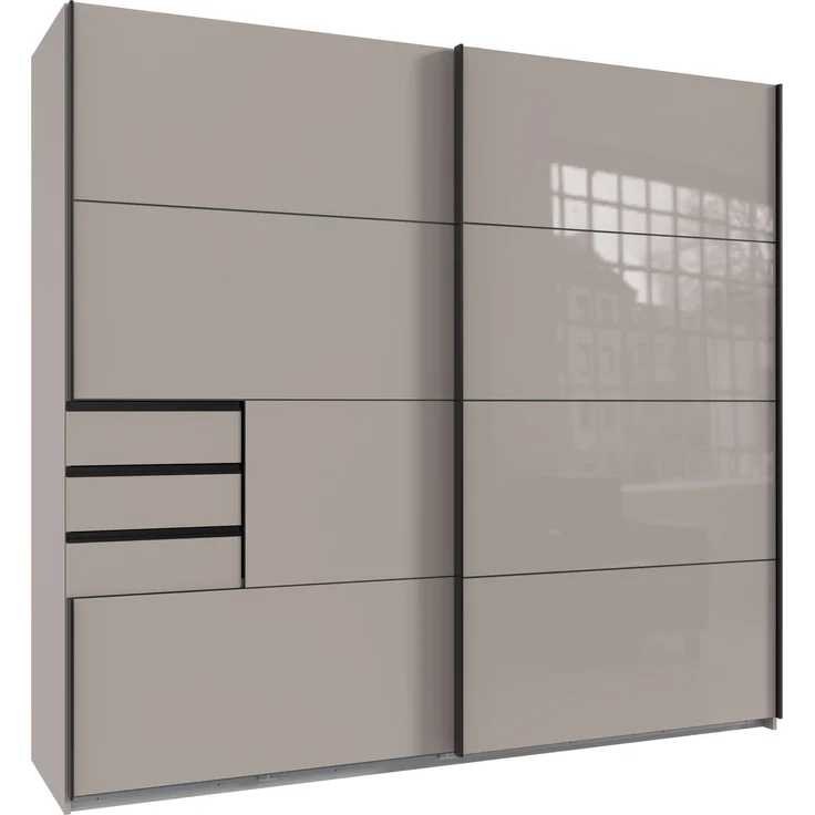 Schlafzimmer-Set >Tilburg< (4tlg.) Schrank, Bett 168x92x210cm, Nachtkommoden, Saharagrau / Grafit – Bild 5