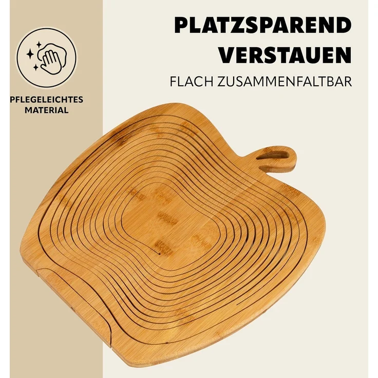 bremermann Obstschale faltbarer Obstkorb, Apfel-Design, Bambus ca. 26,7 x 30 x 22,5 cm, Bambus, (1-tlg) – Bild 4