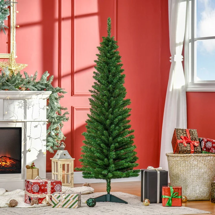 Rayofly-Schlanker künstlicher Weihnachtsbaum H150cm, 294 Zweige, Metallständer, grün – Bild 3