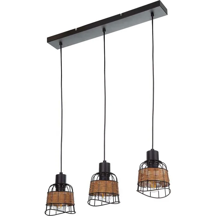 Hängeleuchte, Käfig-Design, Metall, Rattan, B 57 cm – Bild 6