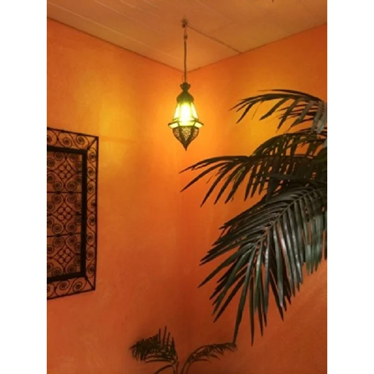 Marrakesch Orient & Mediterran Interior Pendelleuchte Orientalische Hängelampe Anya Grün, Handgefertigt aus Glas & Metall, ohne Leuchtmittel, Handarbeit – Bild 5