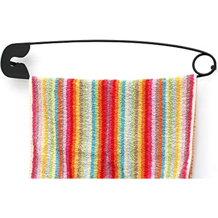 DanDiBo Design Handtuchhalter Handtuchstange Sicherheitsnadel 62 cm Garderobe Wand Büro Schwarz Metall Flur DIY – Bild 4