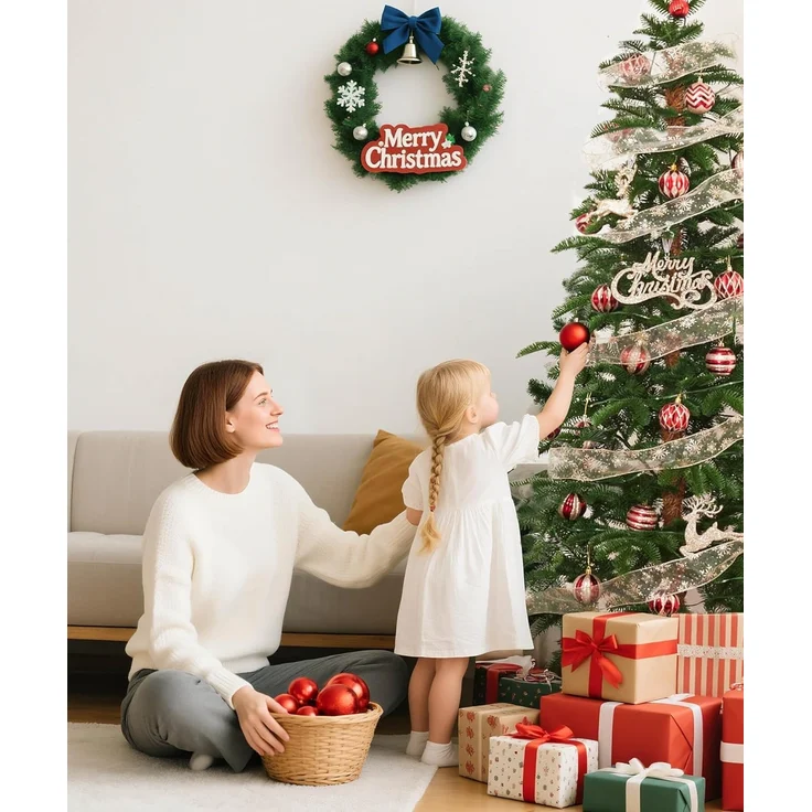 Yorbay Künstlicher Weihnachtsbaum 180cm Weihnachten Baum mit Scheibenbasis & Simulierter Baumstamm, Tanne, Naturgetreuer PE Schmaler Tannenbaum für Heim Geschäft Weihnachtsdeko – Bild 6