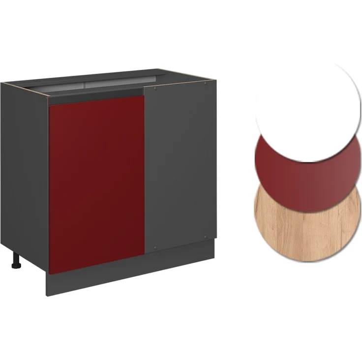 Eckunterschrank R-Line Rot 86 cm J-Shape, ohne Arbeitsplatte Vicco – Bild 5
