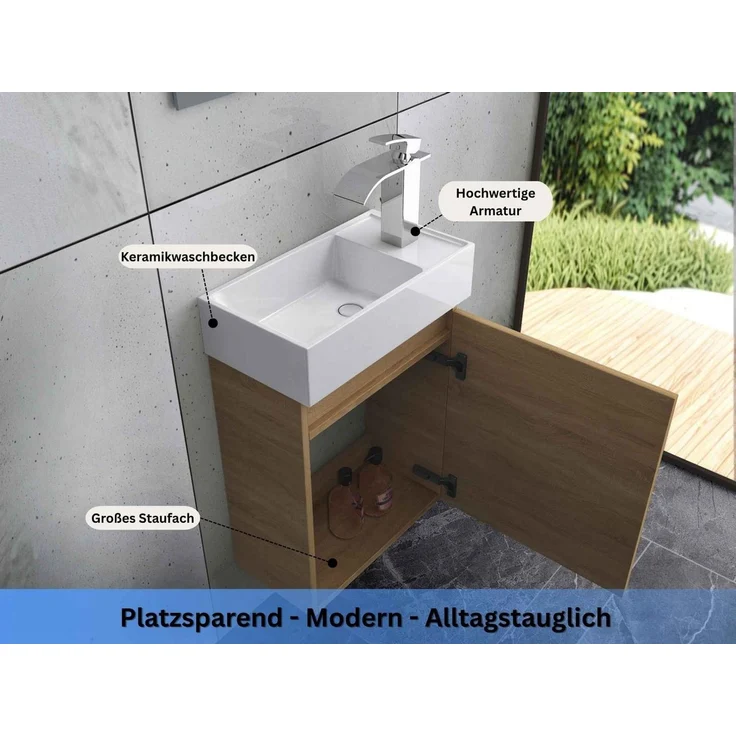 Faizee Home Badmöbel-Set Bademöbel 40 cm Badeschrank Waschtisch Unterschrank Spiegel – Bild 3