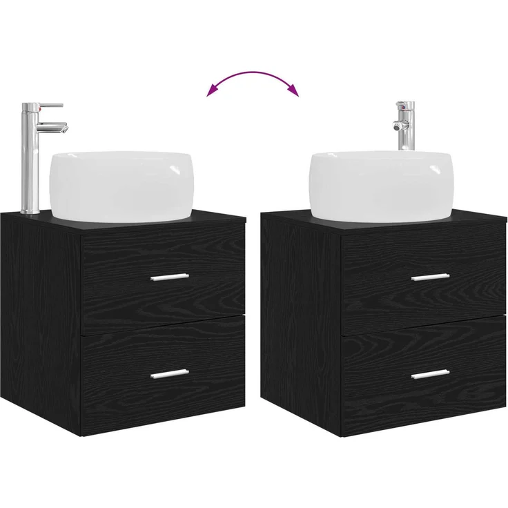 vidaXL Wandmontiertes Badezimmermöbel-Set 2 stk. Schwarz Eichen-Optik 3403921 – Bild 9