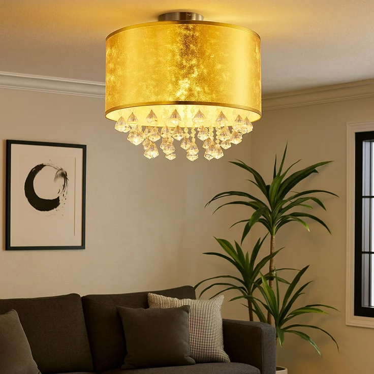 LED Deckenleuchte im Blattgold Design mit Kristallen, AMY – Bild 3