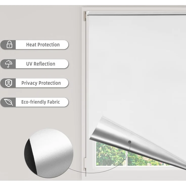 WOLTU Verdunklungsrollo ohne Bohren Weiß 120x160 cm (BxH), Thermorollo Klemmfix Fensterrollo Seitenzugrollo easyfix Verdunkelung Rollos Sichtschutz und Sonnenchutz, Klemmrollo für Fenster & Tür – Bild 1