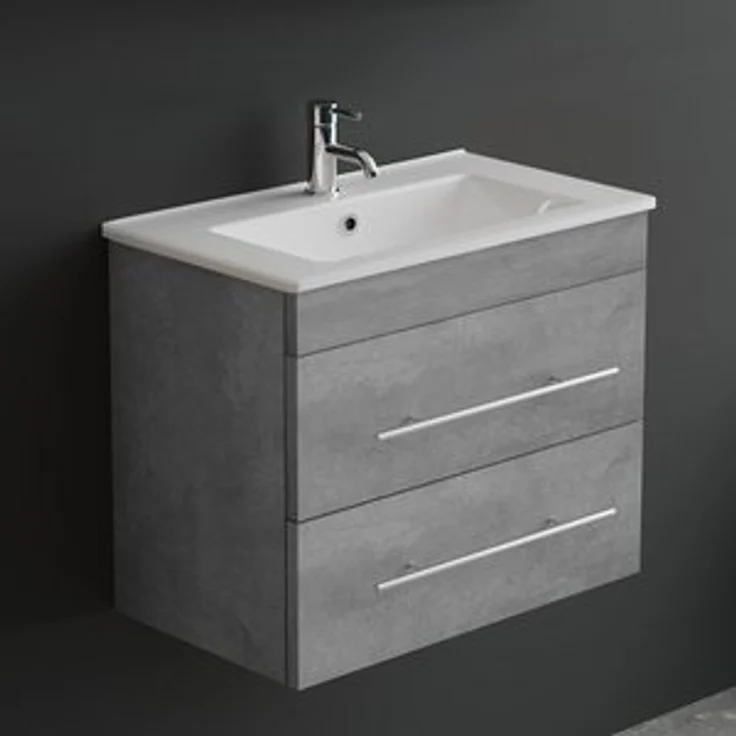Alpenberger Badmöbel-Set Waschbecken mit Unterschrank - Waschbeckenunterschrank mit Schubladen, (Badezimmerschrank - Grau, Schrank Badschrank - 60 cm), Gäste WC & Badezimmer Set - Waschtisch mit Nano – Bild 6