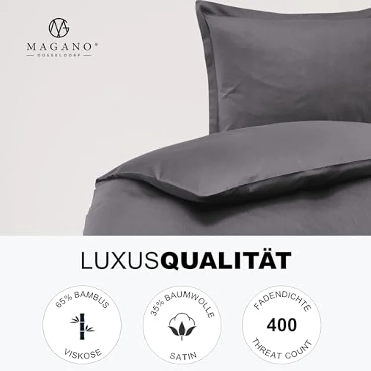 MAGANO Bettwäsche, Luxus Bambus & Baumwolle Satin, 400 TC Luxusqualität, Hypoallergen, Thermoregulierend – Bild 4
