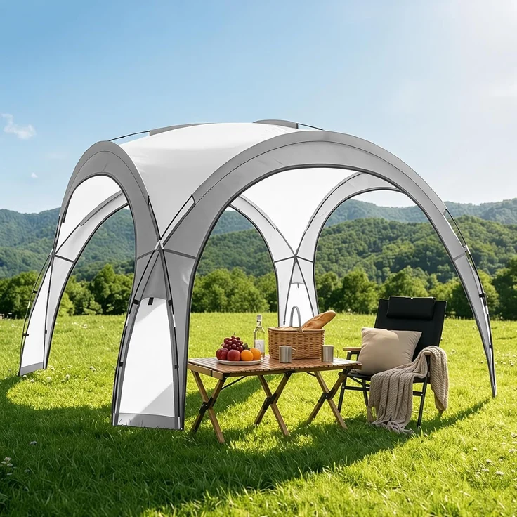 Aoxun Event Shelter Pavillon mit Seitenwänden, Strandzelt Partyzelt, Veranstaltungszelt mit Türen und Fenstern, Wasserdicht (2000 mm), UPF 50+, 3,5X 3,5X 2,3m, Grau – Bild 2