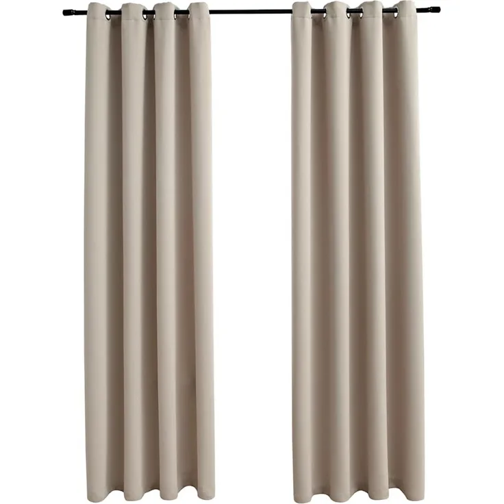 Verdunkelungsvorhänge | für Wohnzimmer & Schlafzimmer mit Metallösen 2 Stk. Beige 140x225 cm
