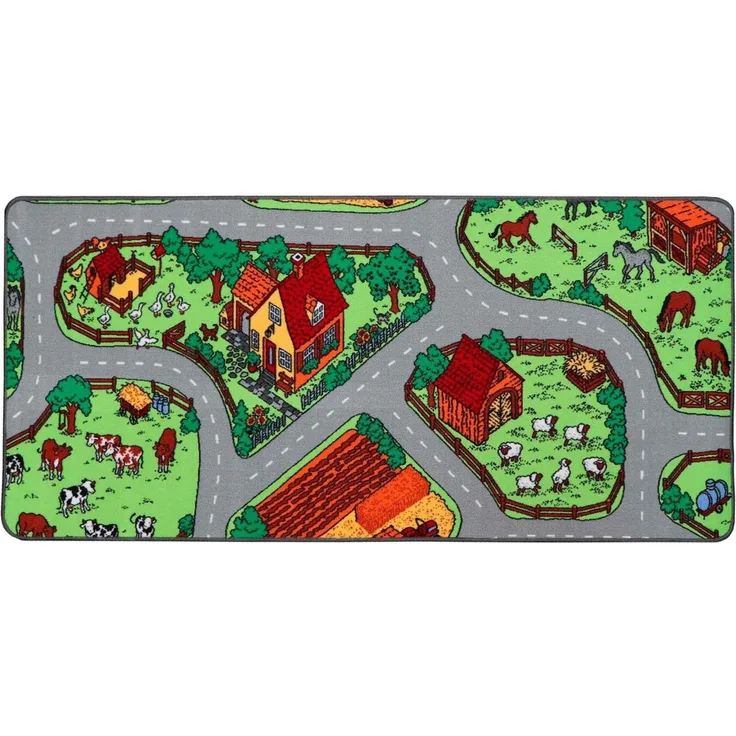 Primaflor-Ideen in Textil Kinderteppich Spielteppich BAUERNHOF, Made in Belgium, rechteckig, Höhe: 5 mm, Straßen-Teppich, Kinderzimmer