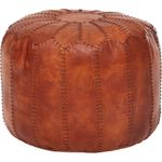 Wohnling Pouf, Ottomane, Sitzhocker, Echtleder Braun 52 x 40 x 52 cm