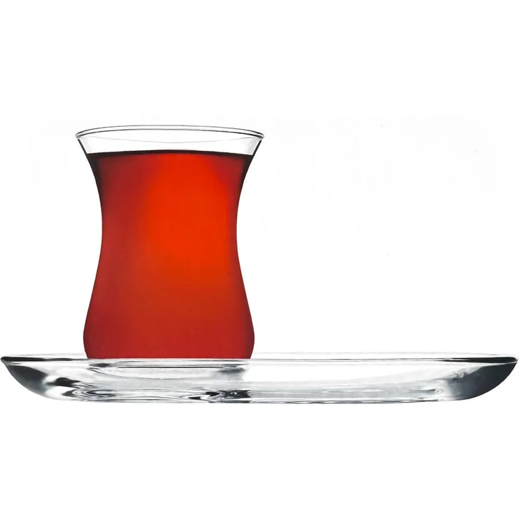 4 Tlg. Aida Teeservice-Set aus Glas 2 Teegläser mit 2 Unterteller transparent – Bild 2