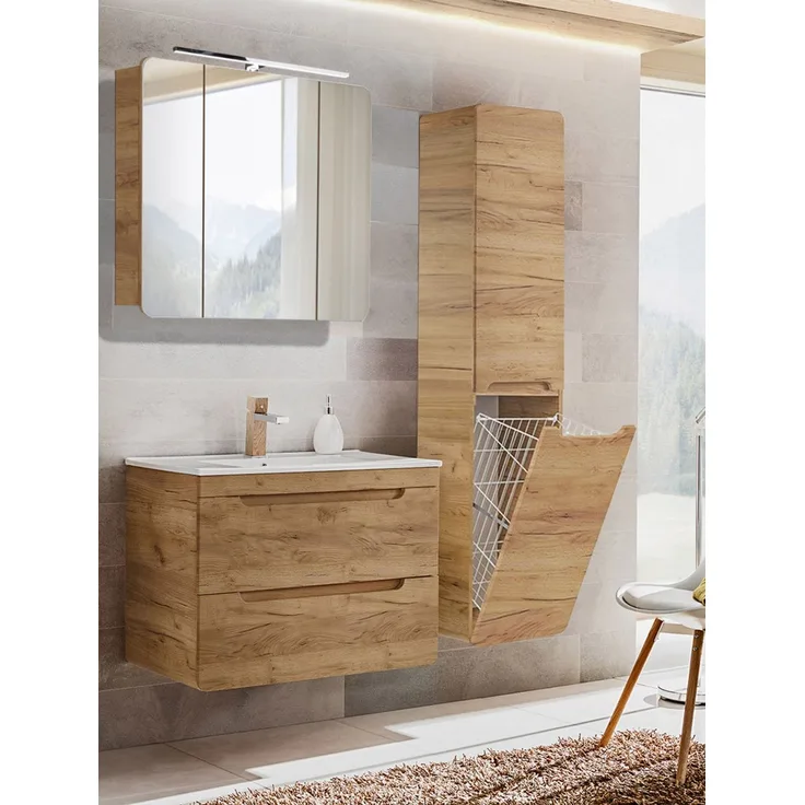 Bademöbel Set LUTON-56-CRAFT, Wotan Eiche Nb, B/H/T ca. 130/200/46 cm