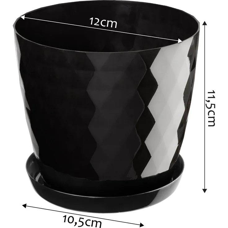 KADAX Blumentopf aus Kunststoff mit Ständer, Blumenabdeckung, 12 cm, Schwarz – Bild 2