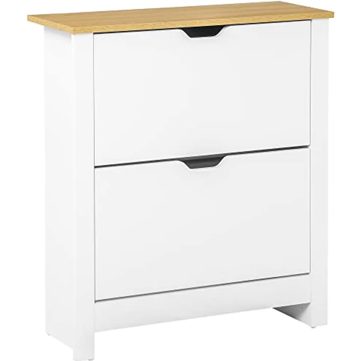 HOMCOM Schuhschrank in Weiß, Holzwerkstoff, mit 4 Fächern für bis zu 12 Paar Schuhe, 26x80x72 cm, pflegeleicht und langlebig – Bild 1