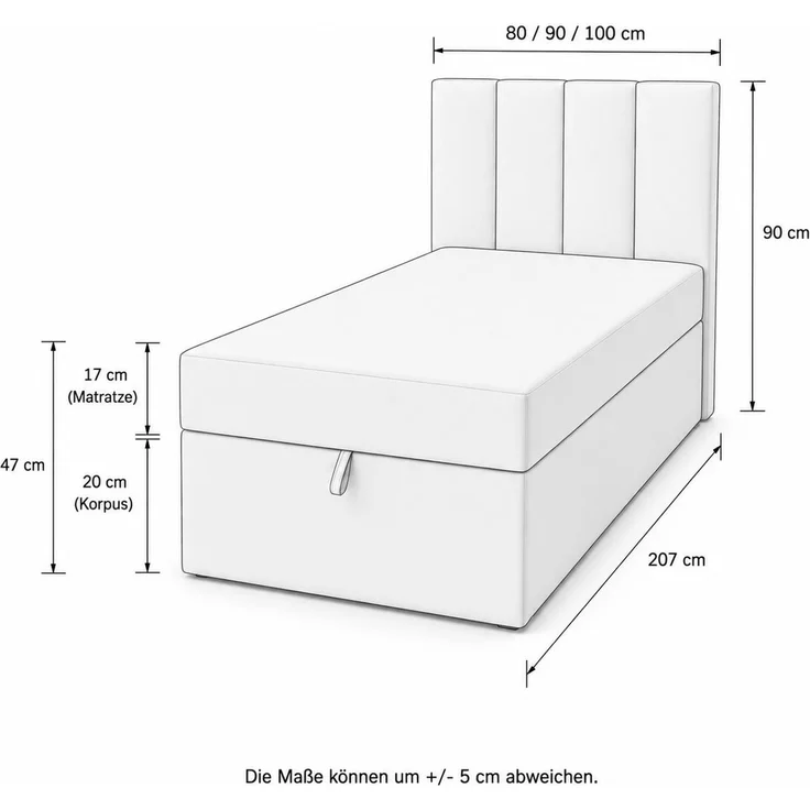 KRISAN MÖBEL Polsterbett TEDY in Mint 90 x 200 cm mit Bettkasten, gepolstertem Kopfteil und praktischem Stauraum, modernes Einzelbett für Kinder- und Jugendzimmer Türkis – Bild 8