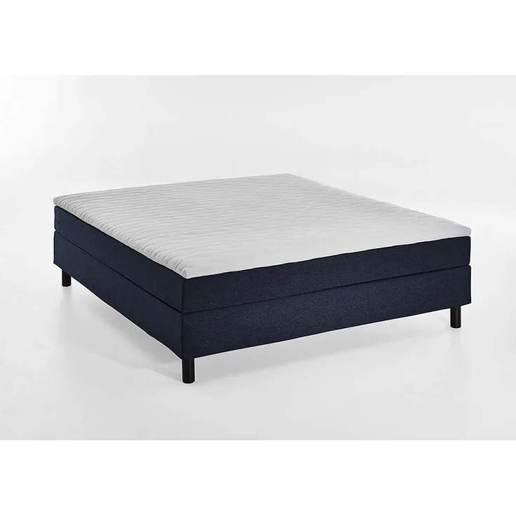 Atlantic Home Collection Happy Boxbett ohne Kopfteil, 7-Zonen Taschenfederkern- Matratzen, Härtegrad H3, Stoff, Blau, 160x200