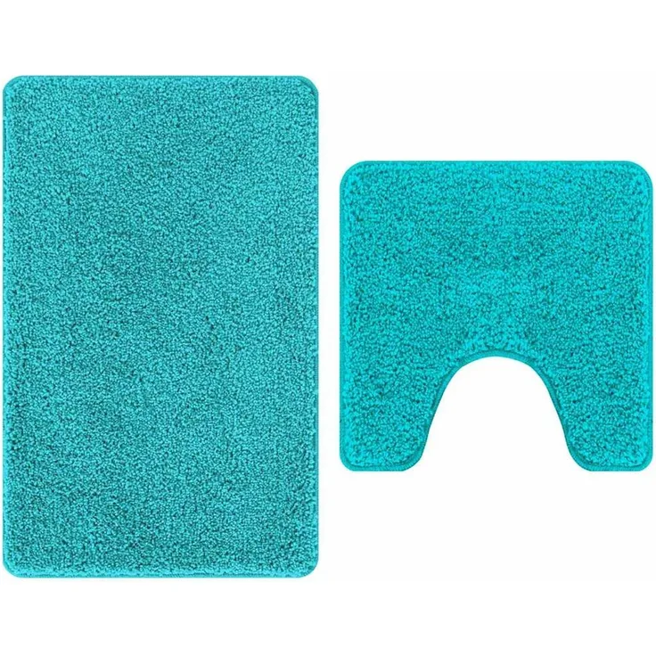 vidaXL Anti-Rutsch Badematten-Set 2 pcs Türkis PP 4019860