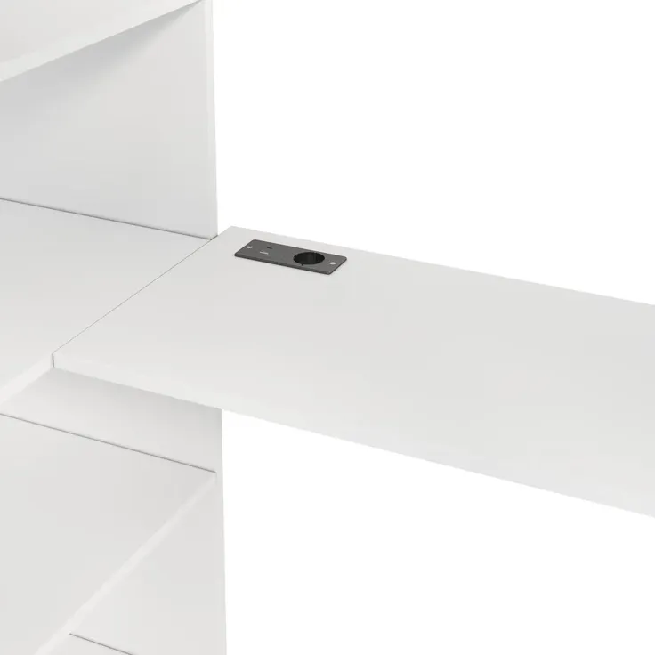 Hochbett mit Schreibtisch, LED-Streifen, Lattenrost, Trittleiter, Regale, Kleiderschrank und USB, 90x200 cm, Kinderbett, Einzelbett, Kiefer – Bild 9
