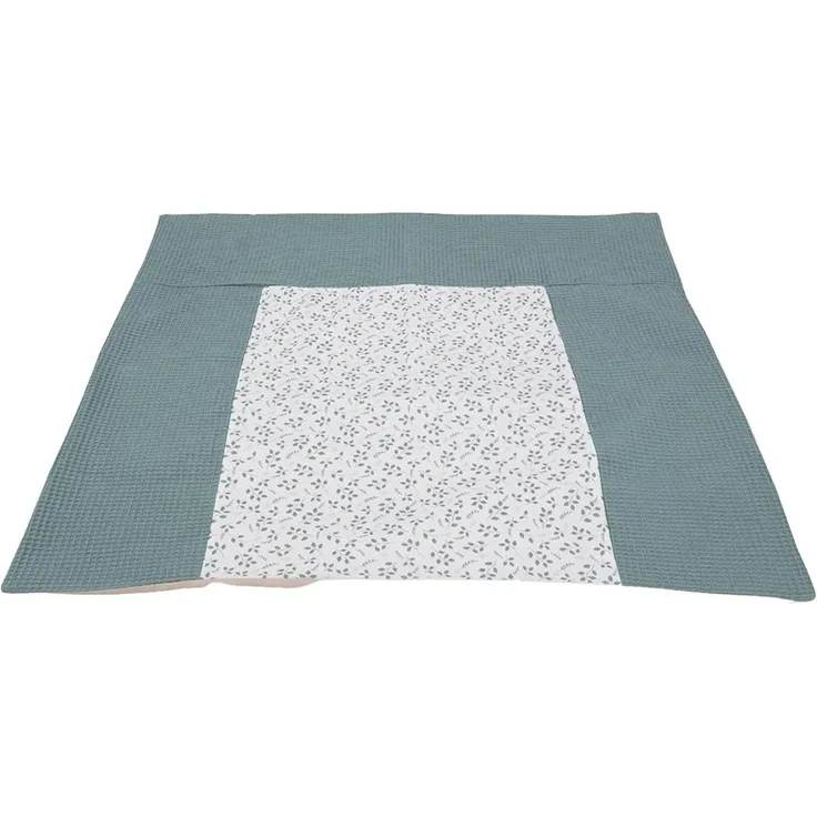 ULLENBOOM ® Wickelauflagenbezug 75x85 cm Floral-Grün (Made in EU) - abnehmbarer Bezug für Wickelauflage 85x75, Baby Überzug für Wickelunterlage aus Baumwolle, Wickelbezug für Wickeltisch