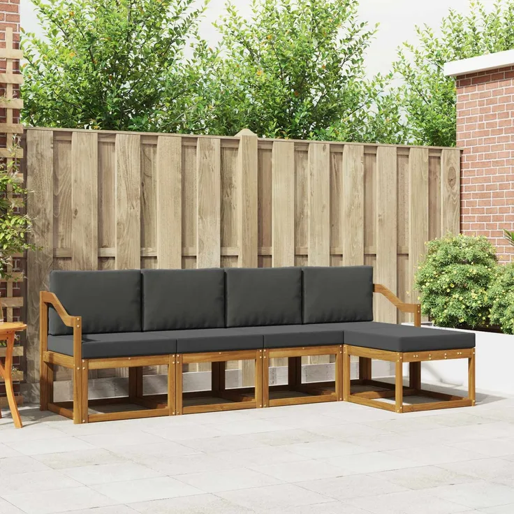 vidaXL Outdoor-Sofagarnitur mit Kissen 5 pcs Natur und Anthrazit 3366270